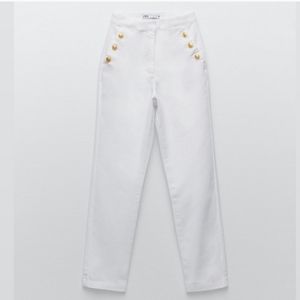 Zara straight leg pants with gold buttons